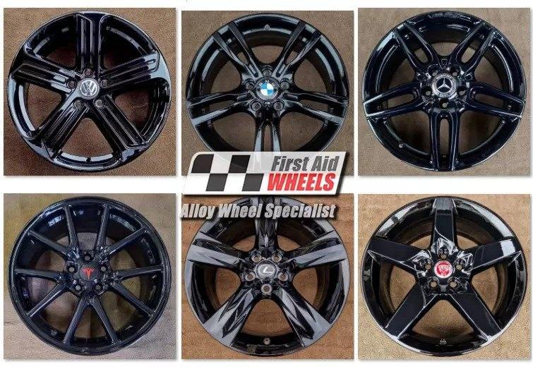 GLOSS BLACK POWDER COAT REFURBISHMENT for 18'' ALLOY WHEELS NW LONDON NW61TB