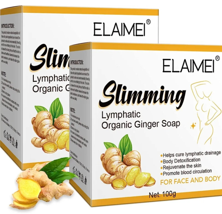 Elaimei Slimming Organic Ginger Soap Lymphatic Drainage Face & Body Detox 2 Bars