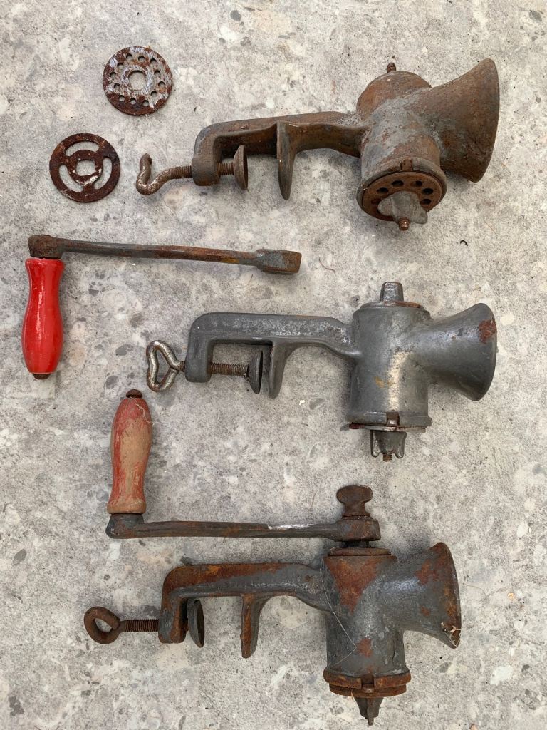 Antique hand meat grinders / mincers