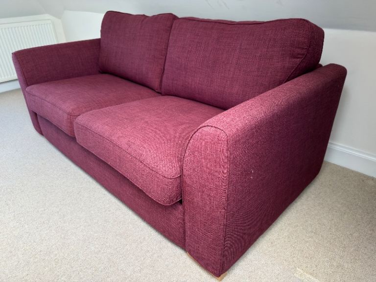 Maroon 2 seater sofa (arms can be removed for moving)