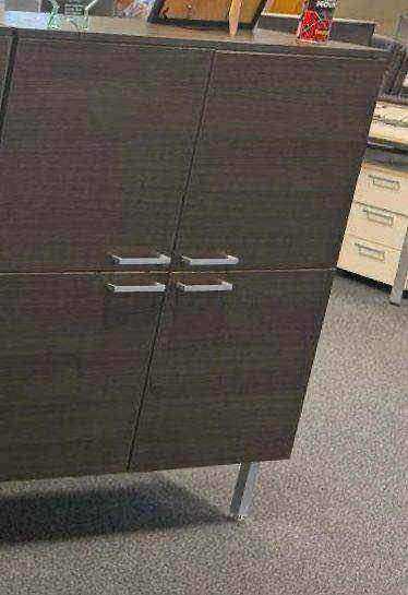 Pre-owned Brown 2 storey office cabinet 4 door 100cm w x 44cm d x 120cm h