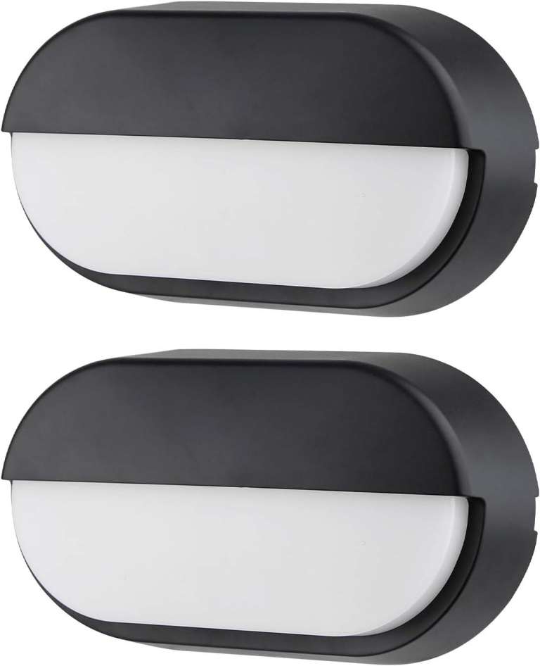 2x 18W LED Wall Light IP65 1000LM 3 Colour Indoor Outdoor Bulkhead Black