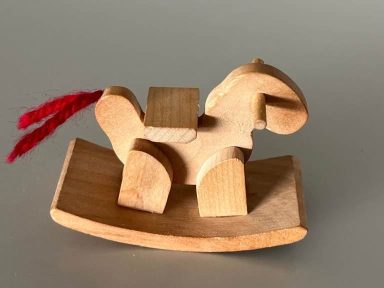 MINIATURE WOODEN ROCKING HORSE