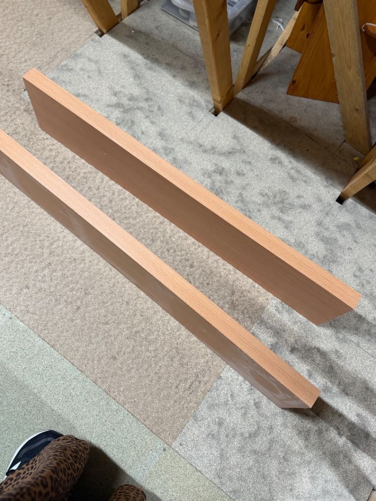 Pair of Wooden Wall Shelves – Light Oak Effect (Longer Size)