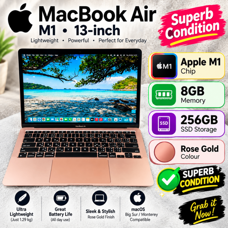 Superb condition- MacBook Air 13” - Apple M1 - 3.2GHz - 8GB memory ...