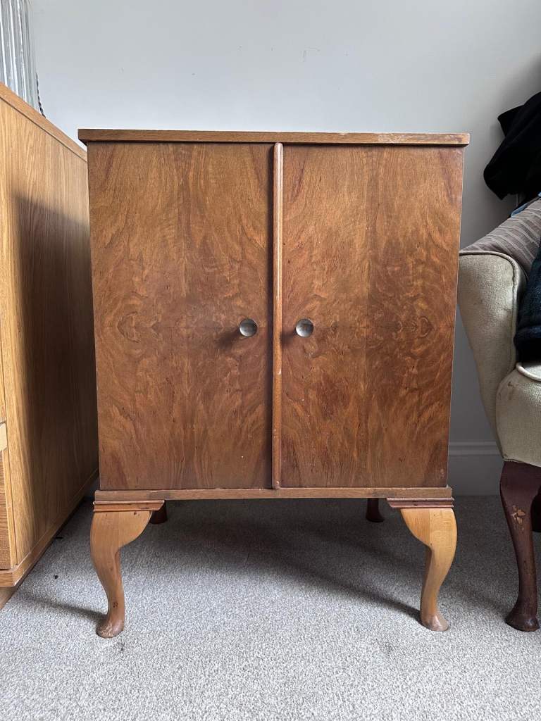 Arnold record cabinet (possibly 1950s) + assorted records