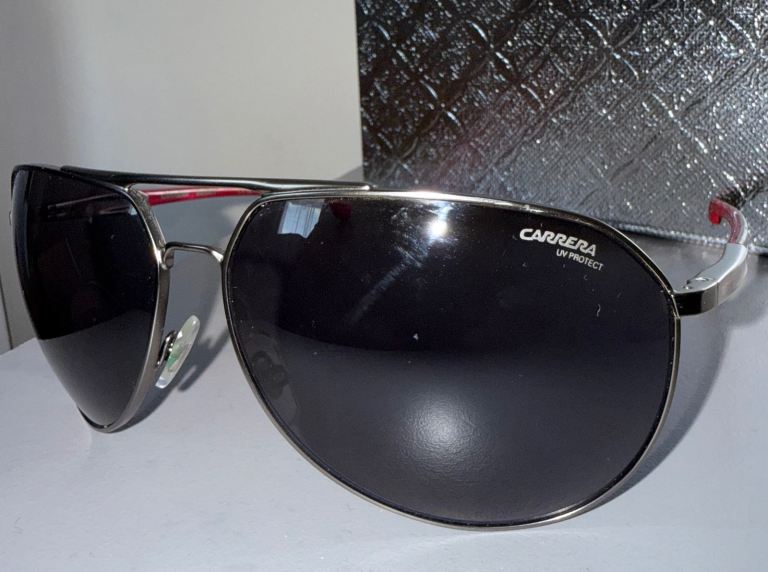 Carrera Ducati Sunglasses - Silver Aviator Style, Good Condition