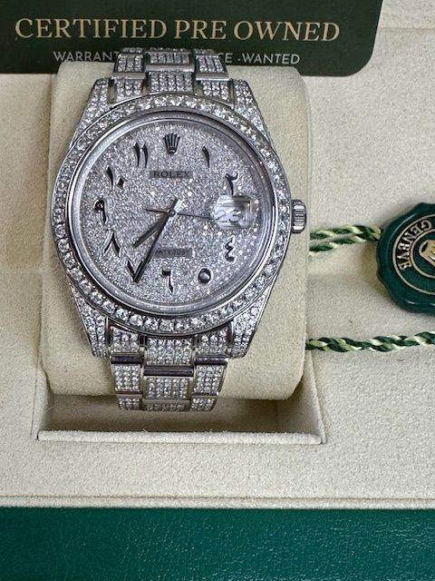 ROLEX 41MM DIAMOND SET BOX AND CERTIFICATES