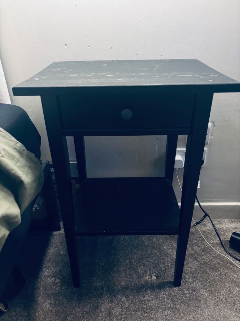 2 x black hemnes bedside tables 