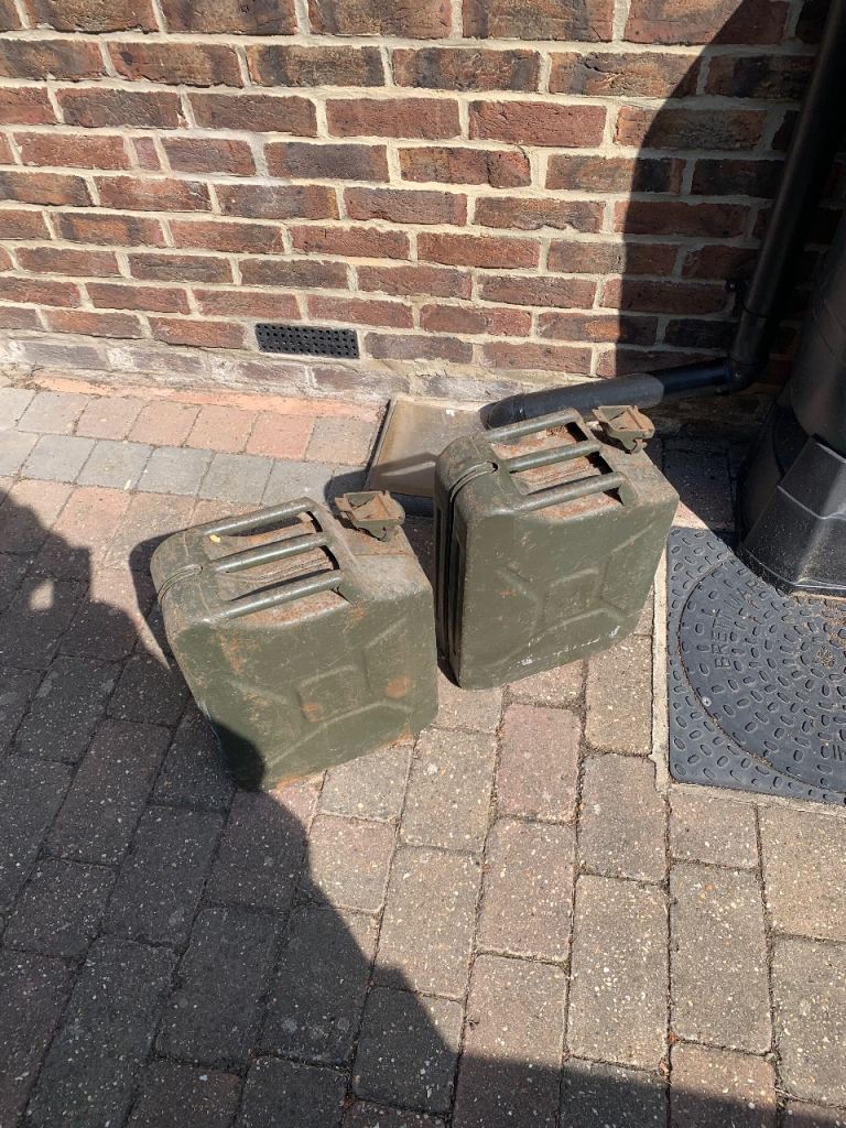 Two 20 litre fuel ‘Jerry’ cans. Empty!