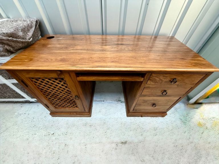 John Lewis Solid Wood Desk with Drawers and Cabinet – Good Condition