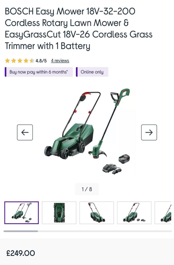 BOSCH Easy Mower 18V-32-200 Cordless Rotary Lawn Mower & EasyGrassCut 18V-26 Cordless Grass Trimmer