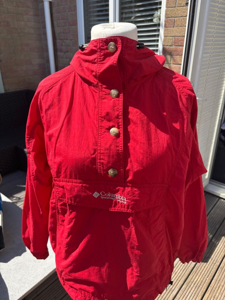 Women’s Vintage Red Columbia Sportswear Pullover Anorak Windbreaker