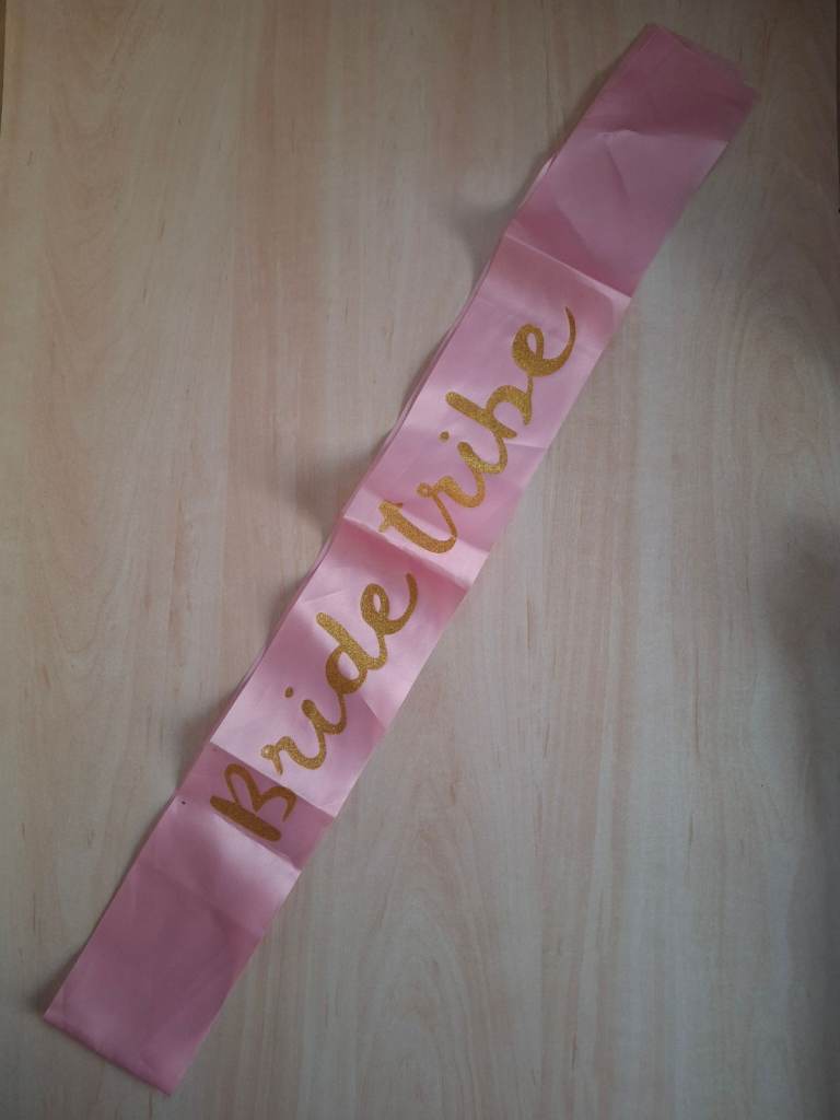 Pink & Gold Bride Tribe Hen Party Sash.