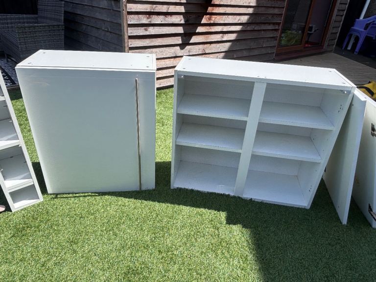 White gloss wall units 