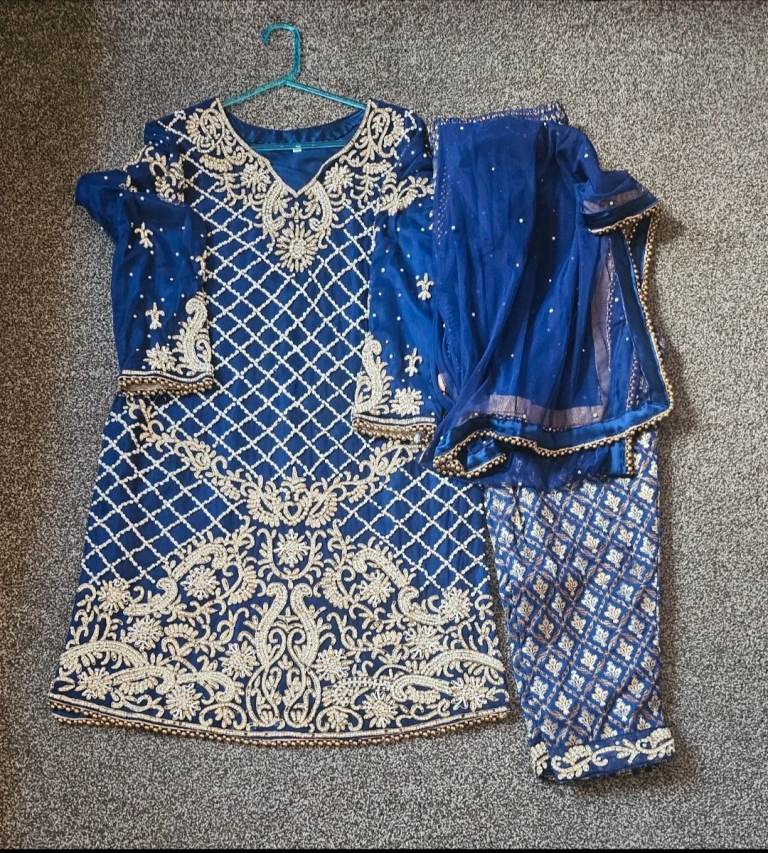 Beautiful Blue Embroidered Indian/Pakistani Suit - As Good As New