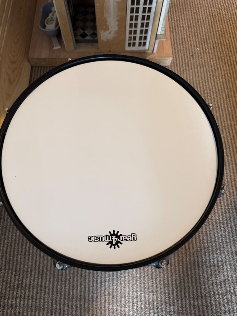 Gear Music White Snare Drum with Carrier – Good Condition