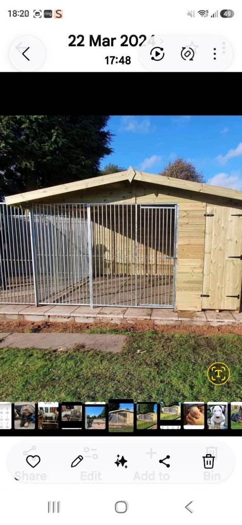 Large Wooden Dog Kennel with Metal Run