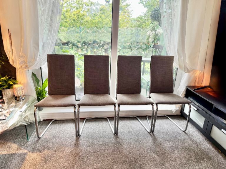 Set of 4 John Lewis high back dining chairs grey/chrome
