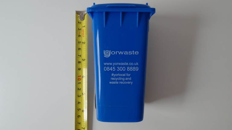 Yorwaste Recycle Desktop Wheelie Bins Blue Stationary Desk Tidy Accessories Pencil Plastic Pen Pot