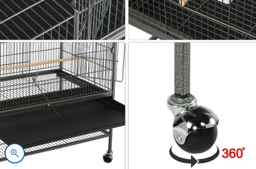 Tall Large Parrot Cage Rolling Metal Bird Cage Black