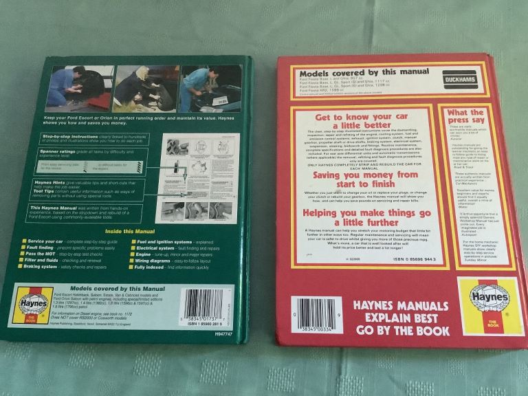 2 HAYNES FORD MANUALS FORD ESCORT & ORION & FORD FIESTA 