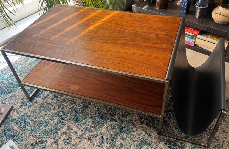 MADE walnut Coffee Table with magazine holder - Good Condition