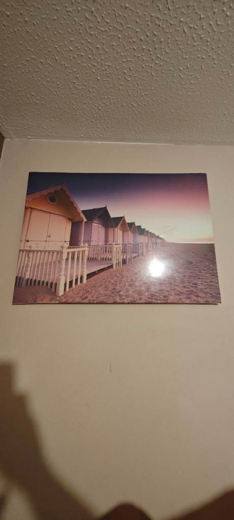 Beach Hut Sunset Canvas Wall Frame