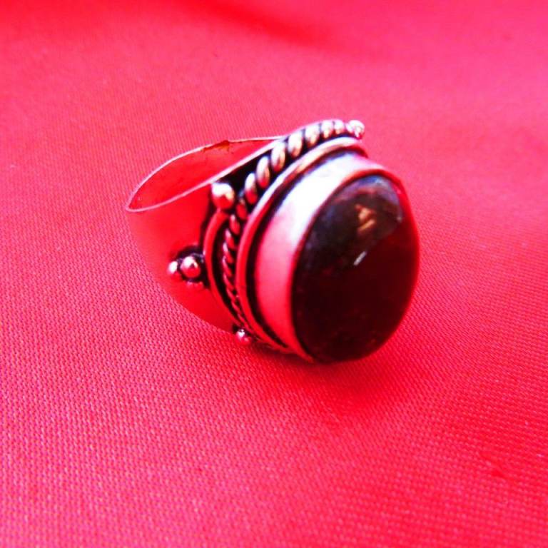 Natural Firey Labradorite Silver Overlay Ring, Engraved, Size 8.5