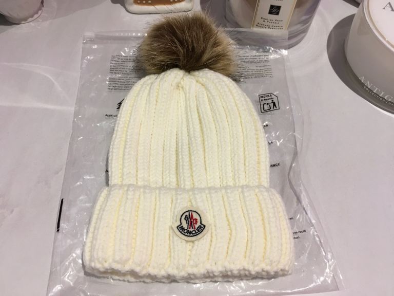 Moncler Cream Bobble Hat