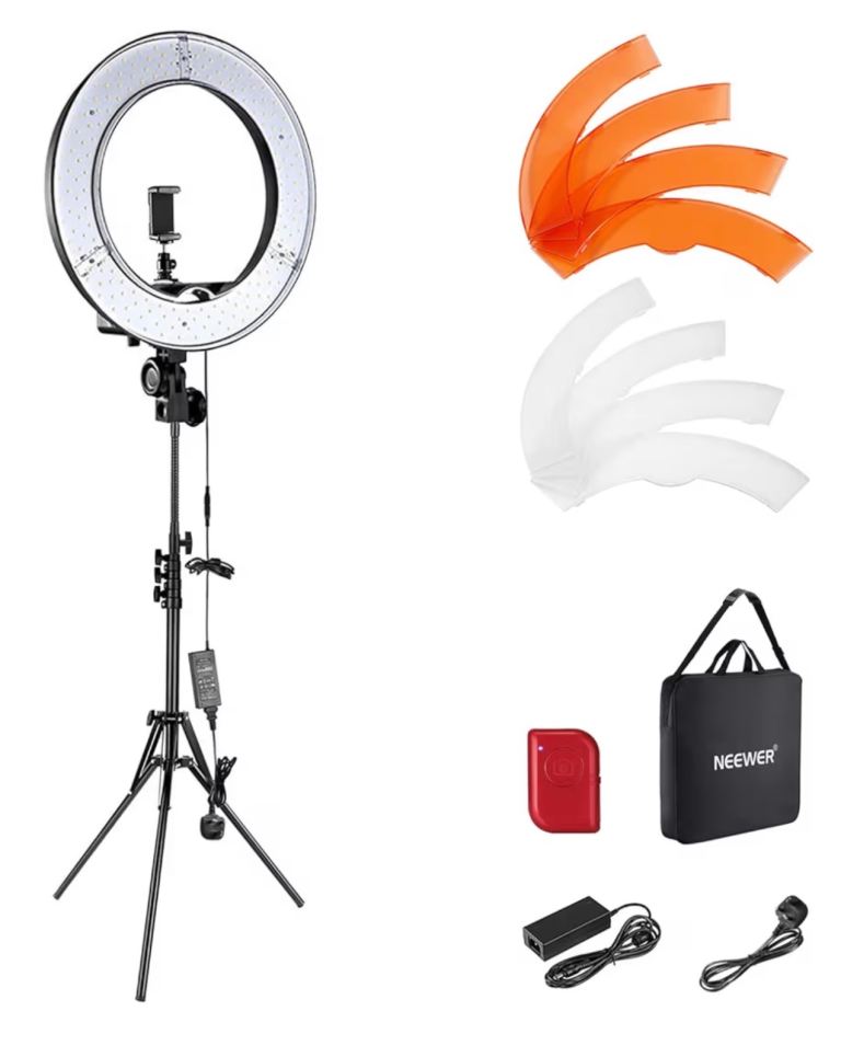 NEEWER Ring Light 18" Outer 55W 5600K LED Ring Light, Light Stand, Carrying Bag