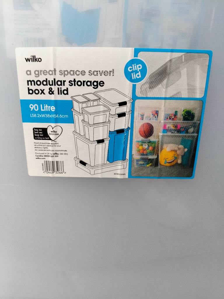 5 x Modular Storage Boxes & Lids 90 Litres 