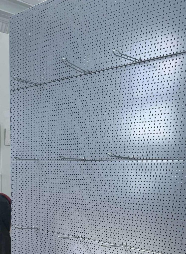 Silver Retail Shelving Modular Wall Unit Perforated Back Panel Bay Silver H2100