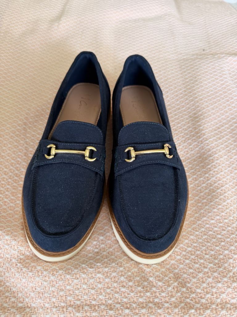 New Look Size 7 Navy Suede Loafers – Brand New
