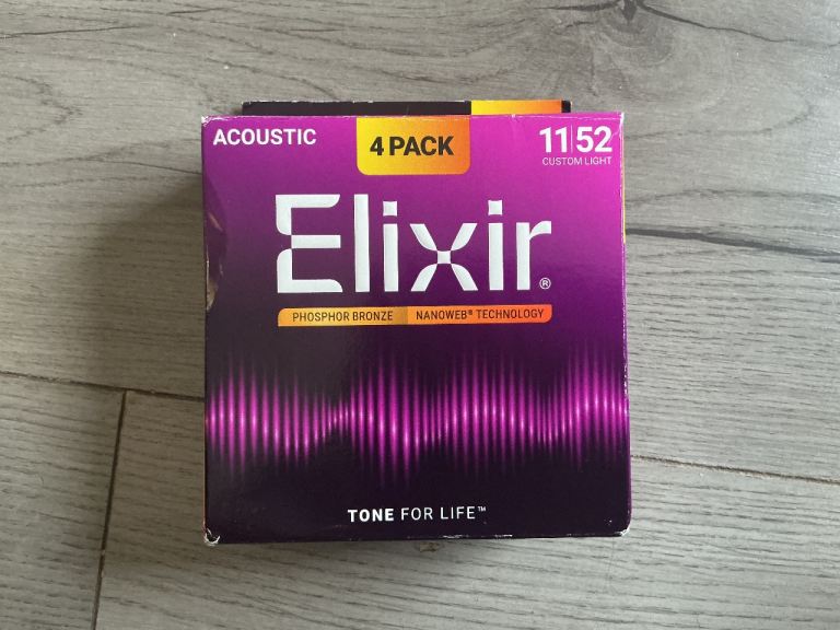 Elixir Acoustic Guitar Strings 4-Pack – Phosphor Bronze 1152 Custom Light