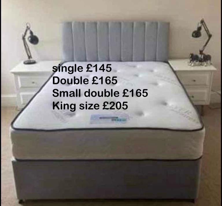 New single double bed kingsize small double super king size divan beds mattress and headboard 
