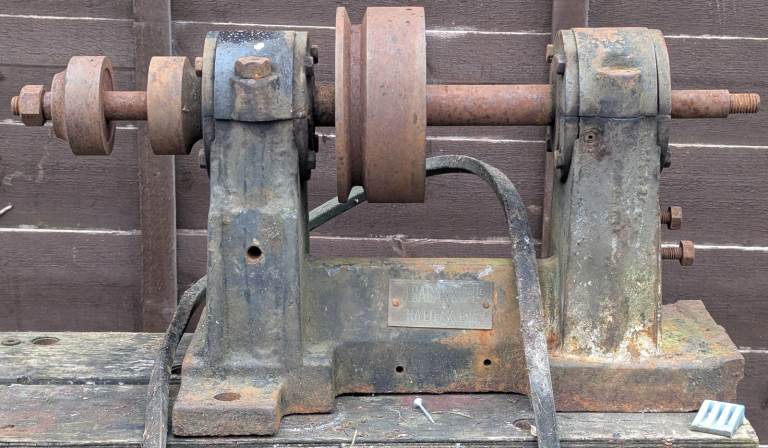 Vintage J Sagar Halifax Belt Driven Cast Iron Grinder Base For Restoration, Suit Stationary Engine