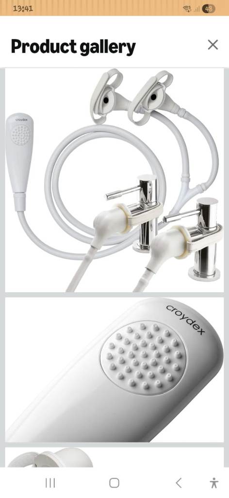 Croydex Removeable Push-Fit Secura Bath Shower Set, White