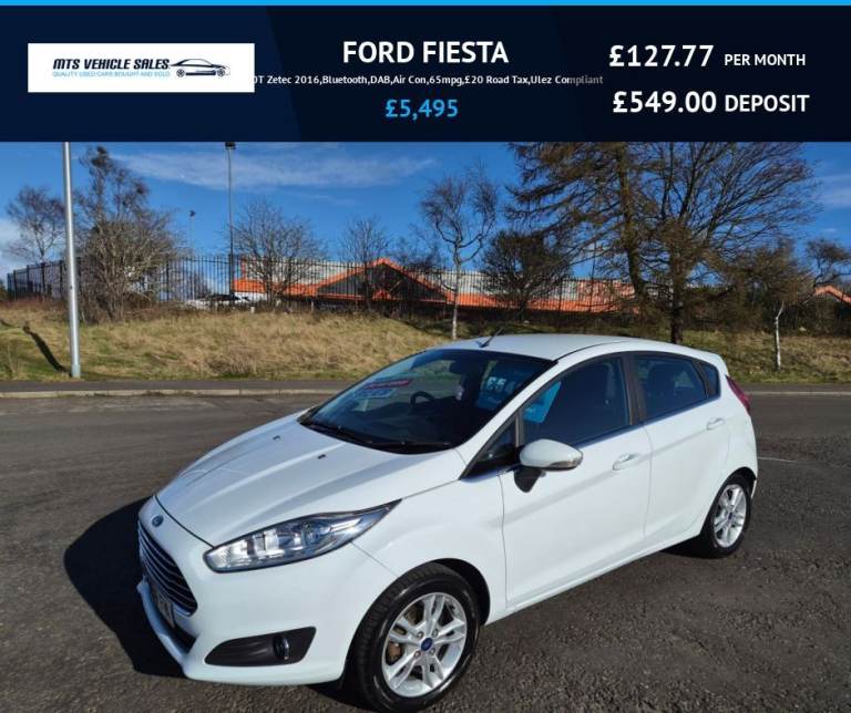 FORD FIESTA 1.0T Zetec 2016,Bluetooth,DAB,Air Con,65mpg,£20 Road Tax,Ulez Compliant