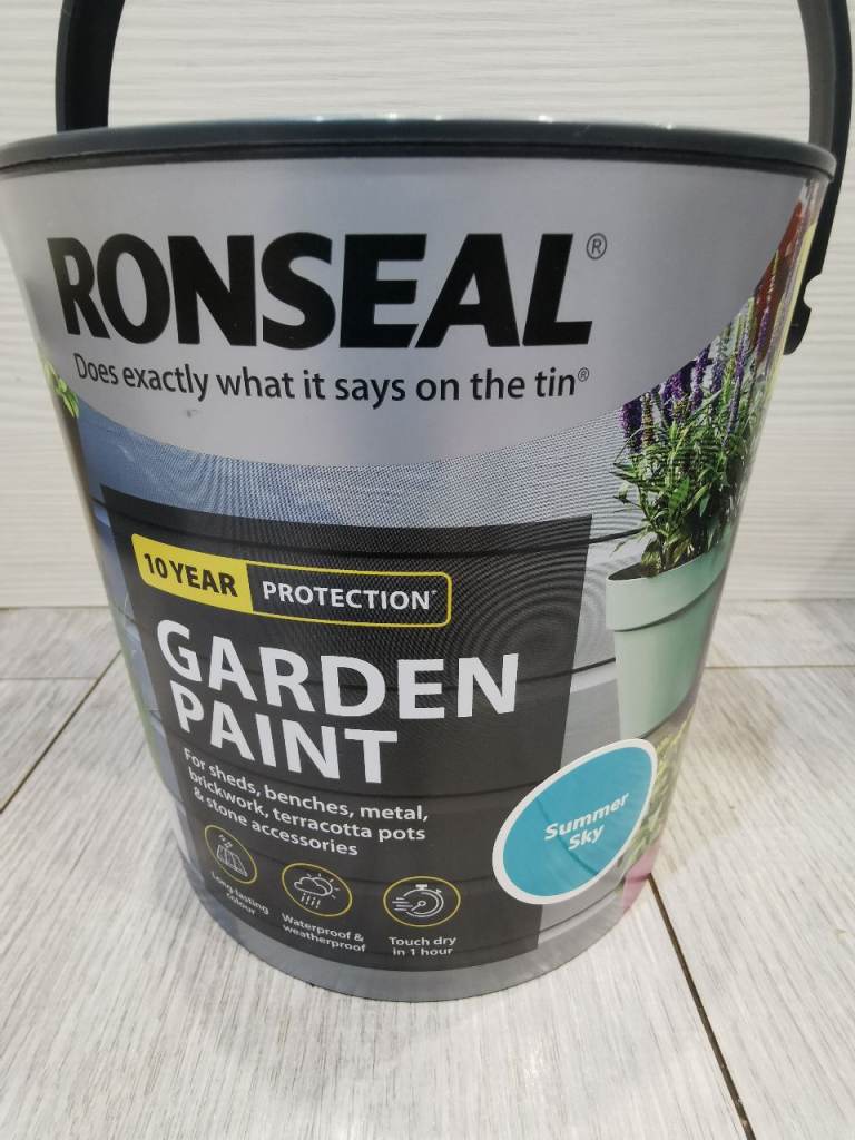 Ronseal 38514 Garden Paint Summer Sky 2.5L Exterior Outdoor Wood Shed Metal Brick