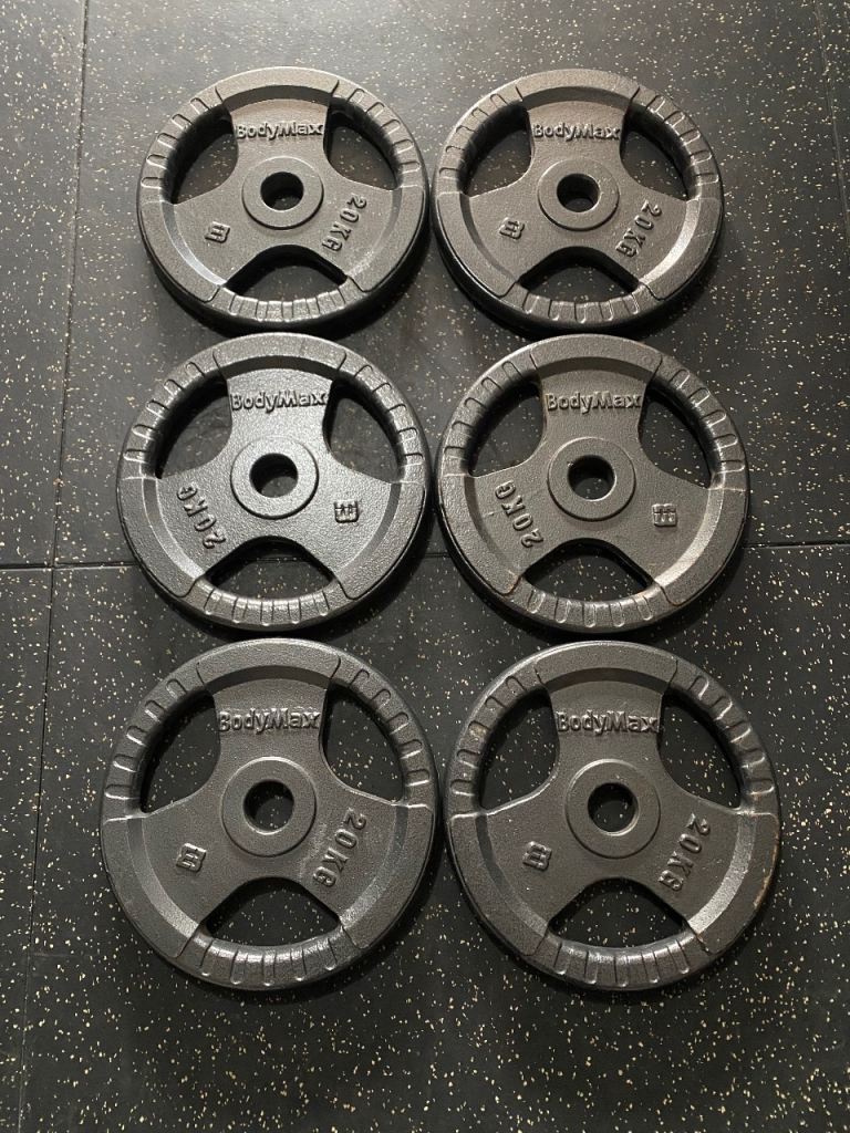 Bodymax 6x 20kg cast iron tri grip Olympic weights set