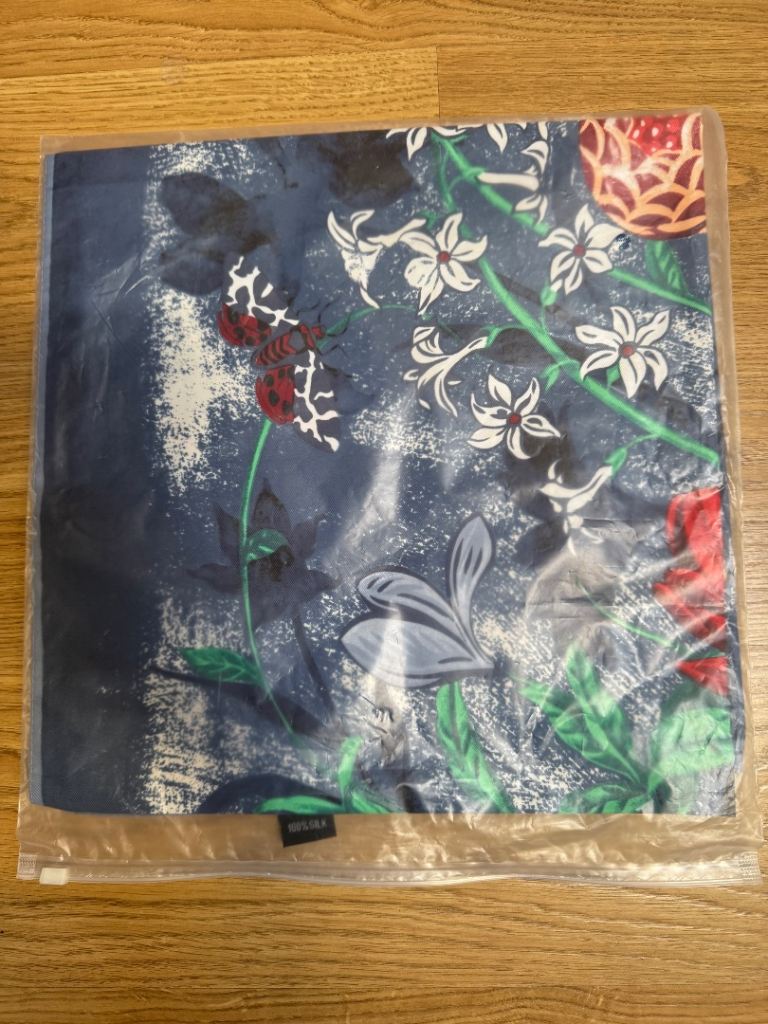 New 100% Silk Scarf – Multicoloured Floral Design
