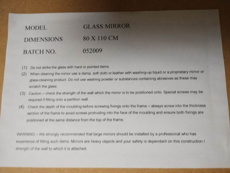 Black glass mirror 80x110cm