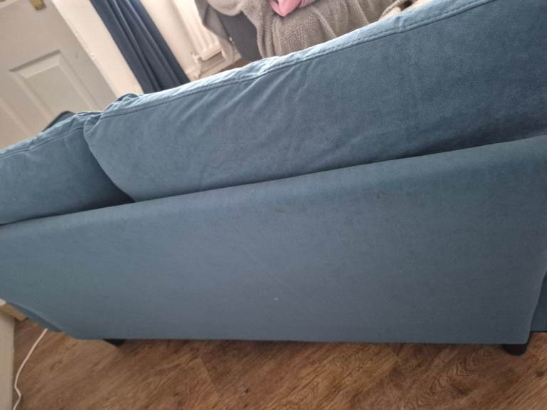 Blue Fabric Two-Seater Sofa - Good Condition