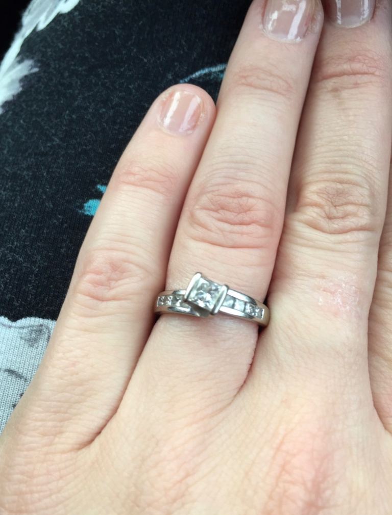 Princess cut diamond engagement ring. 