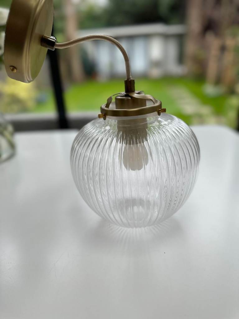 Glass ceiling light, brass, from John Lewis