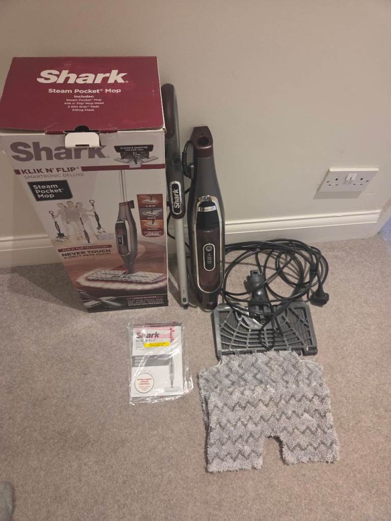 Shark Kilk N' Flip Deluxe Steam Mop with box