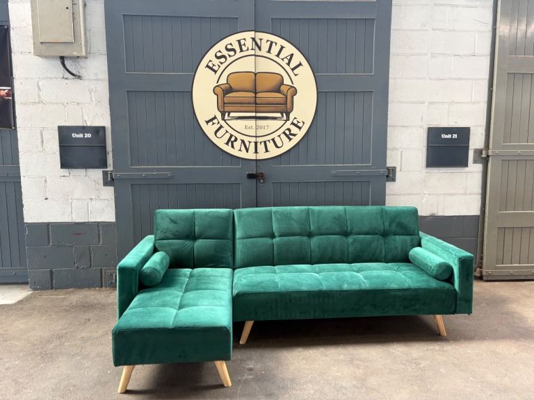 Emerald green L sofa bed, FREE DELIVERY 