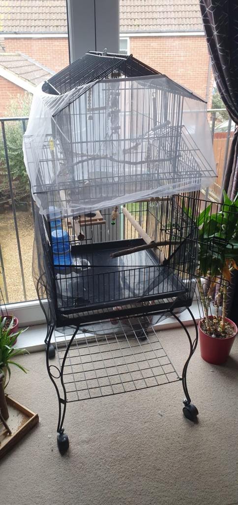 Large Bird Cage with Stand & Accessories – Great Condition