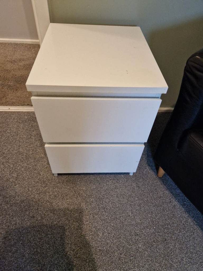 White Malm Two-Drawer Bedside Table